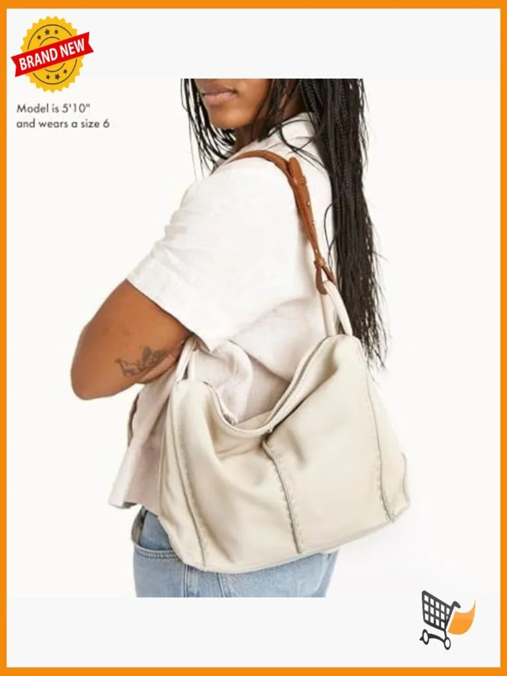 Large Hobo Purse - Premium Leather Handbag with Zipper Pocket